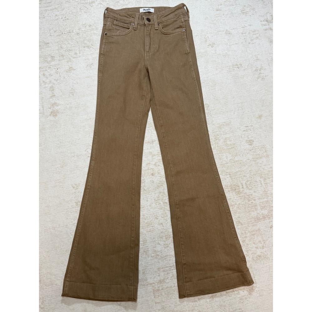 Wrangler Retro High Rise Trouser Jeans Brown Flare Leg 112367575 24x34